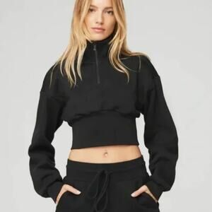 Alo Yoga Black Vixen Fleece 1/4 Zip Pullover